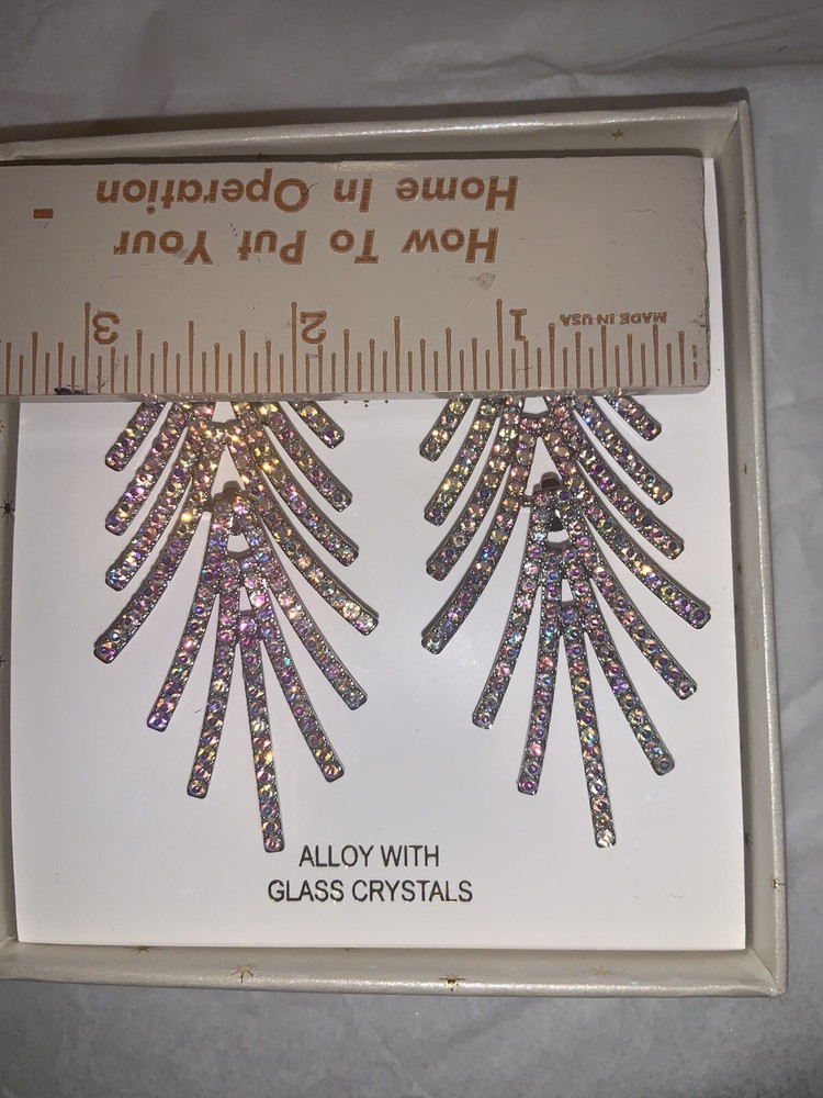 Glass Crystal Clear Dangle Drop Earrings