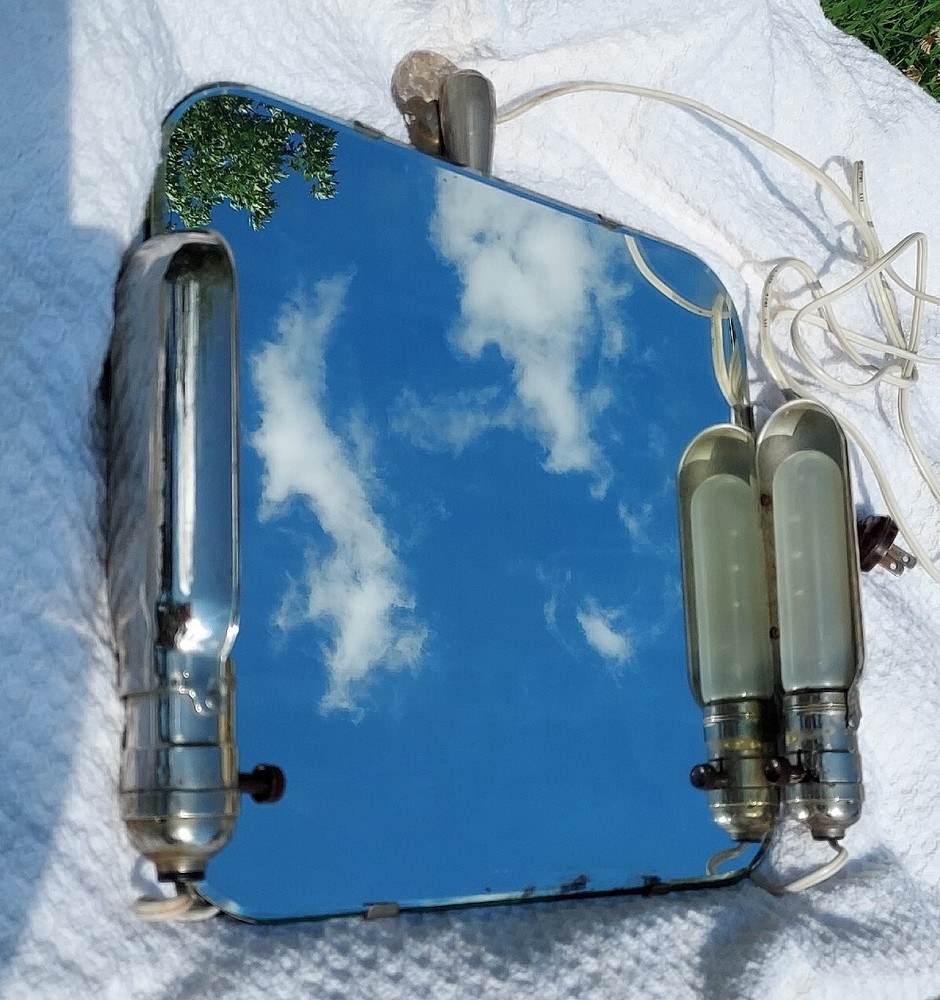 Vintage Art Deco Vanity Mirror with Working Side Lights