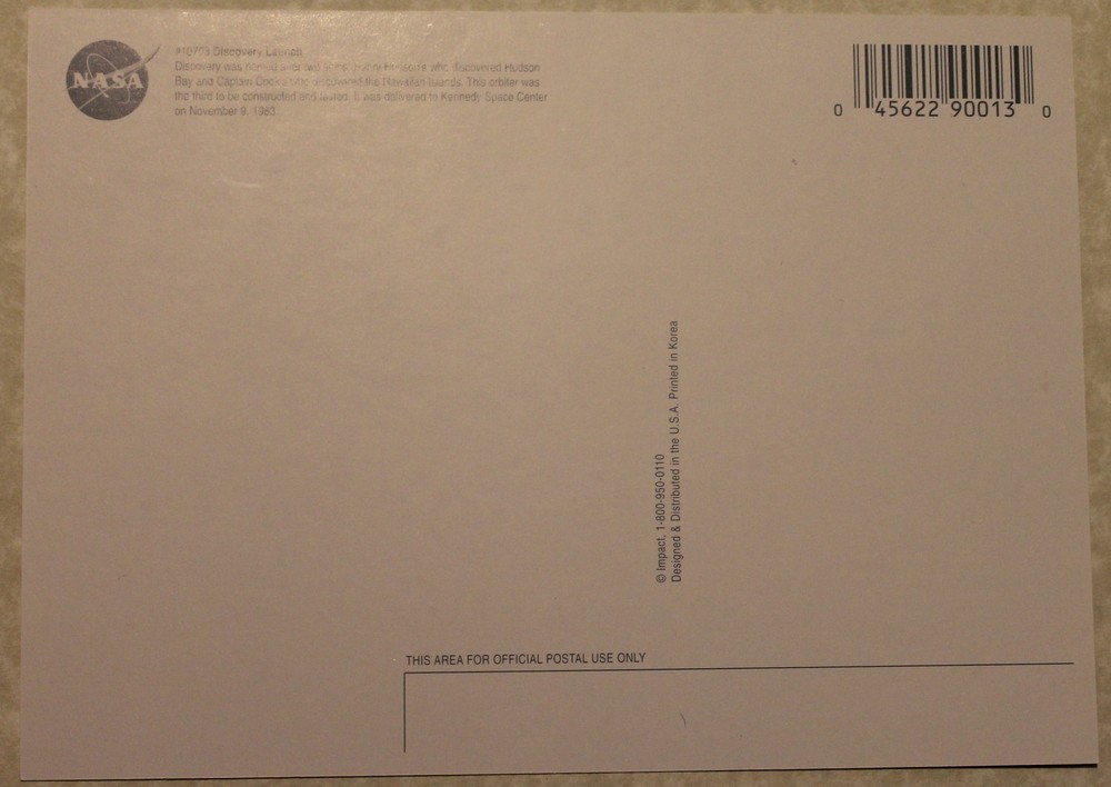 NASA COLLECTORS DISCOVERY SPACE SHUTTLE POST CARD L