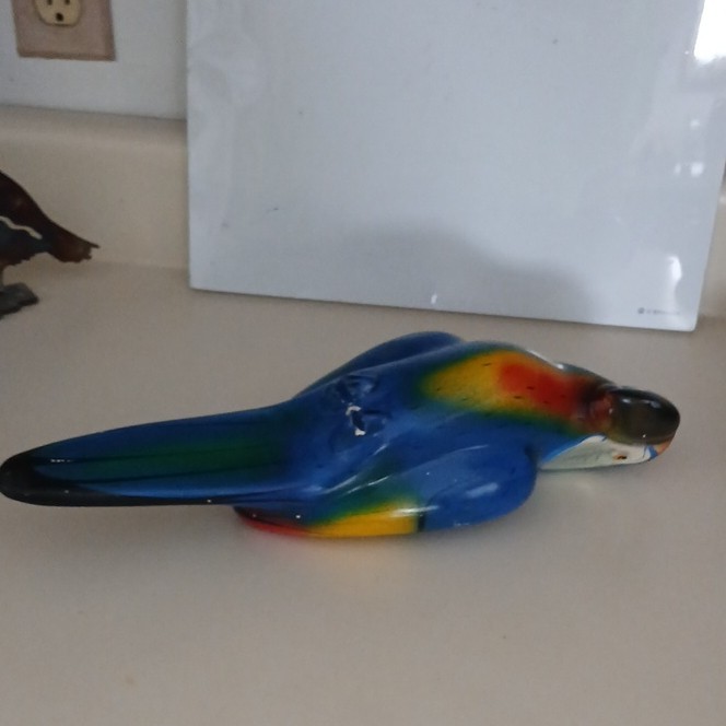 Hand-Painted Ceramic Parrot Figurine, Multicolor, Approx. 14 Inches