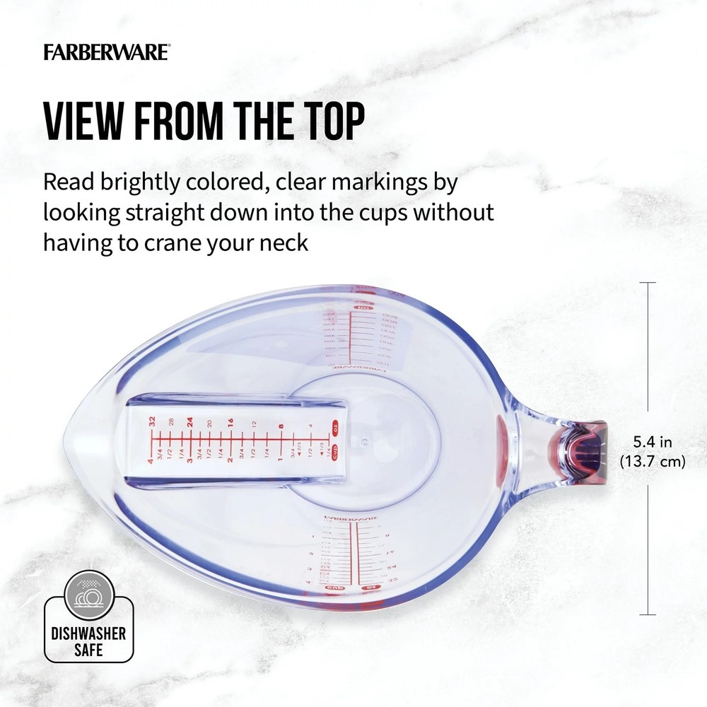 Farberware Pro Angled Measuring Cup, 1 Cup/8 fl. oz. - Red Markings & Handle