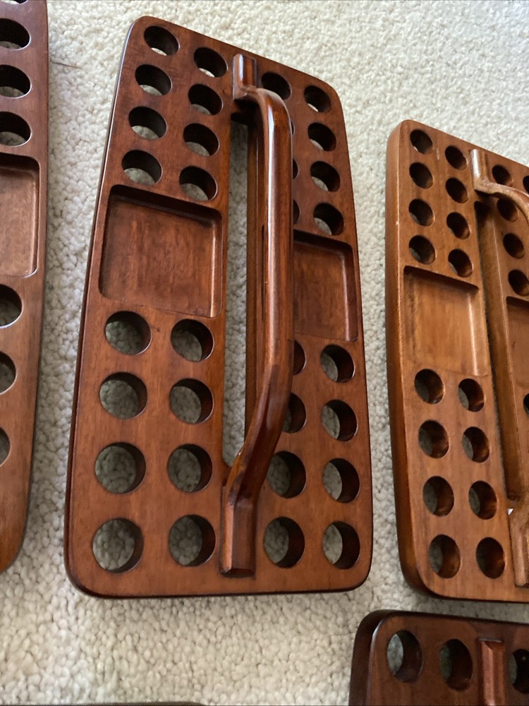 5 Piece Communion Tray Lot 32 Hole With Bread Plates Rectangular