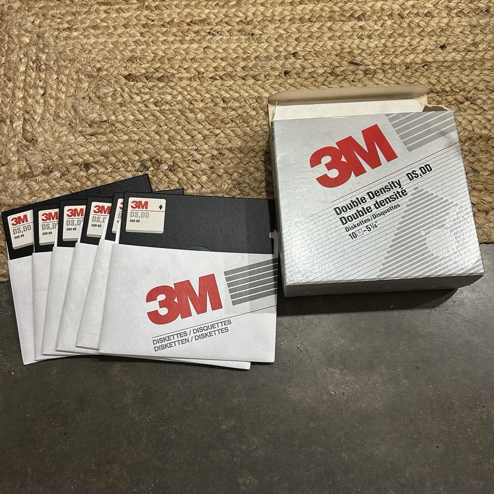 3M Double Density DS DD Diskettes 5 1/4 6 In Box