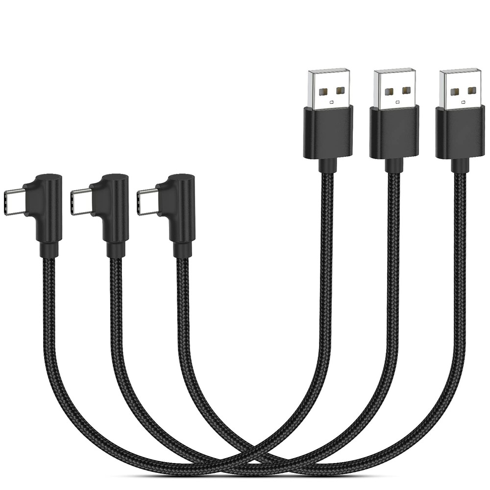 1ft Right Angle USB C Cable Fast Charging, 3 Pack 90 Degree Angled 1FT, USB-C