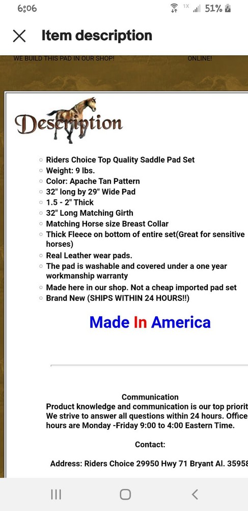 Rider's Choice Saddle Pad Set