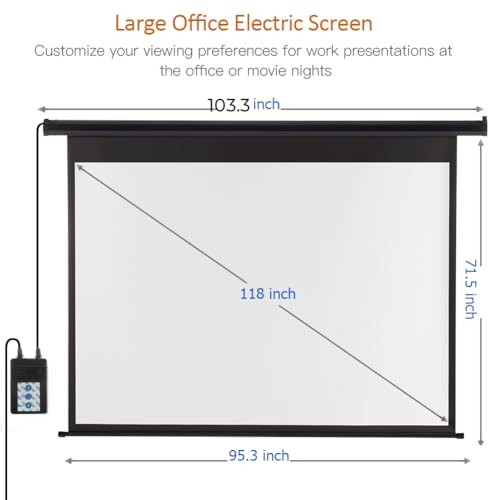 Auto Motorized Projector Screen with Remote Control, 120 inch, 120 Inch Black