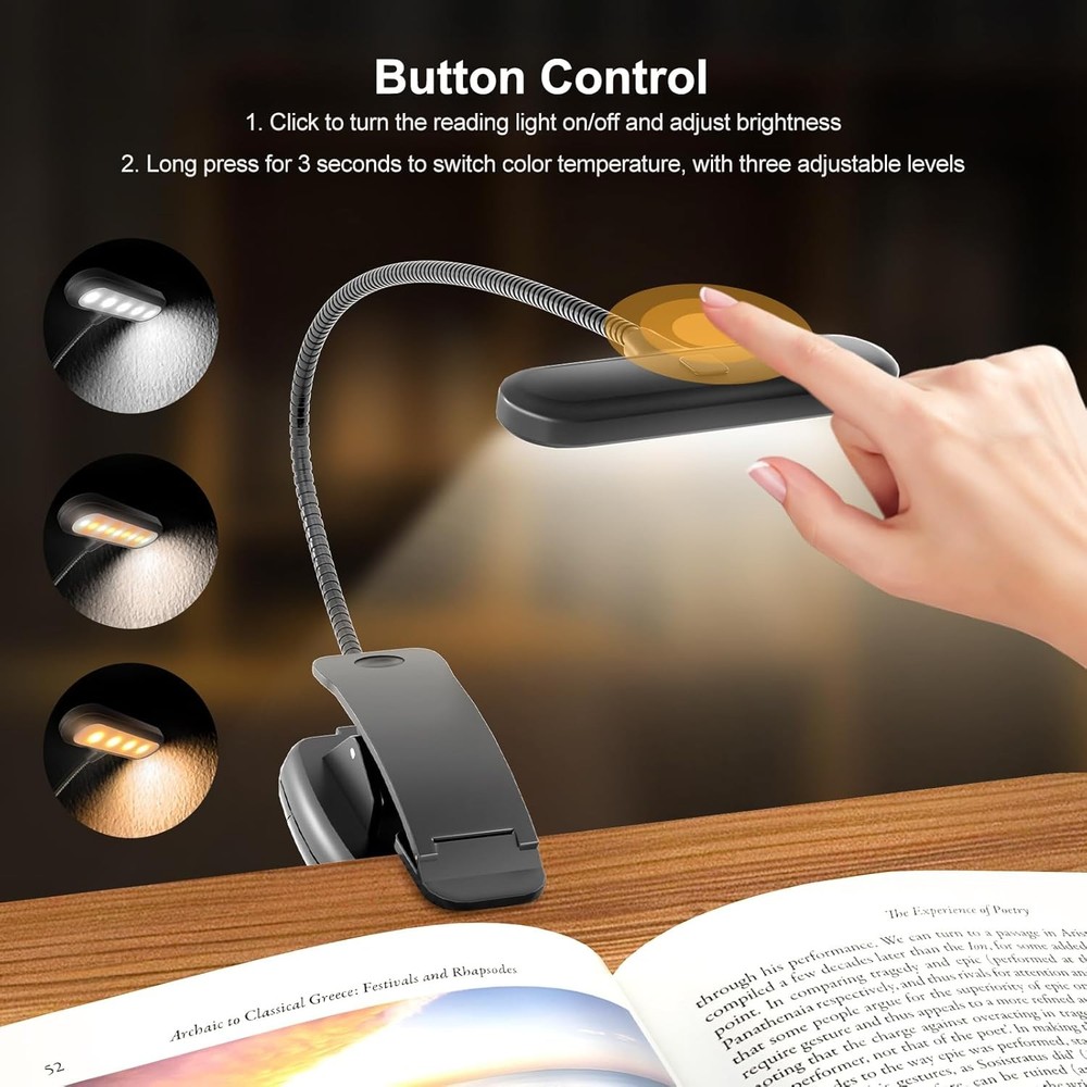 Book Stand for Reading with Light, Book Holders for Reading Hands Free, Adjus...