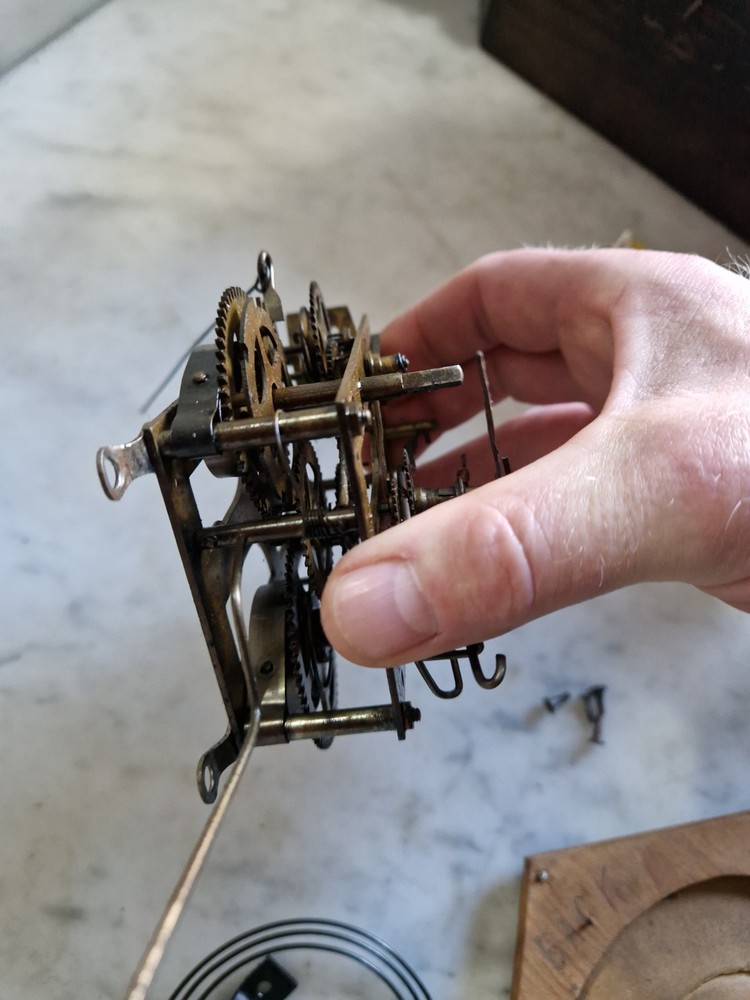 Antique American Clock Movement And Dial Gong Ect