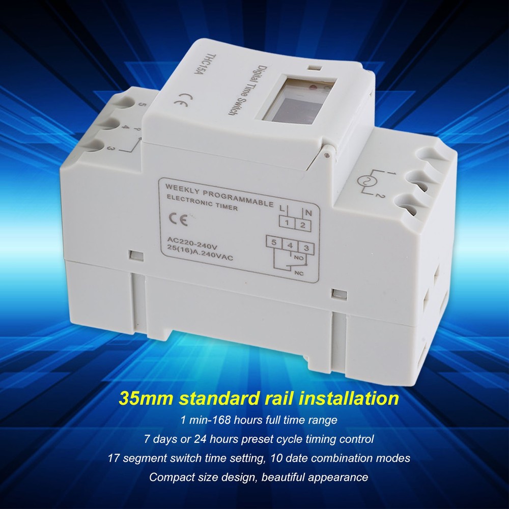 LCD Digital Timer Switch 16A Programmable Weekly Time Relay For Indoor/Outdoor