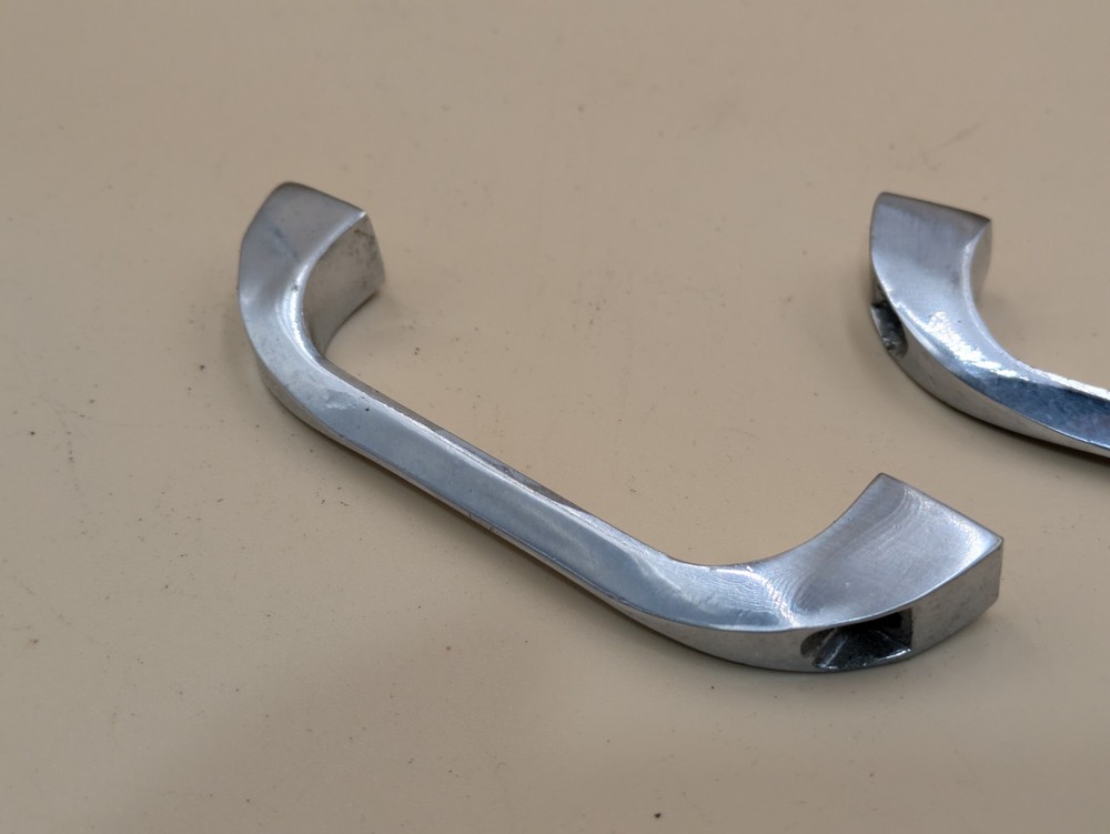 Pair Vintage Surrey Ware Mid Century Kitchen Cabinet Drawer Pull Handle Chrome