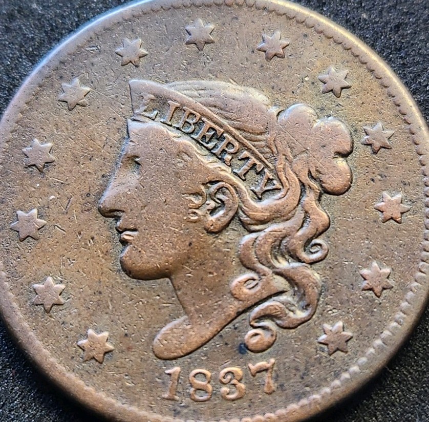 1837 Medium Letters Coronet Head Large Cent #5253