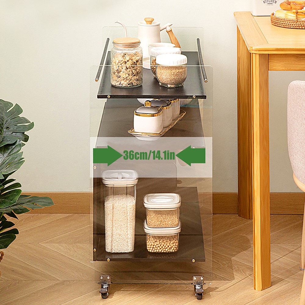 Acrylic End Table,Rectangle Side Table, Bamboo Acrylic Modern End Table