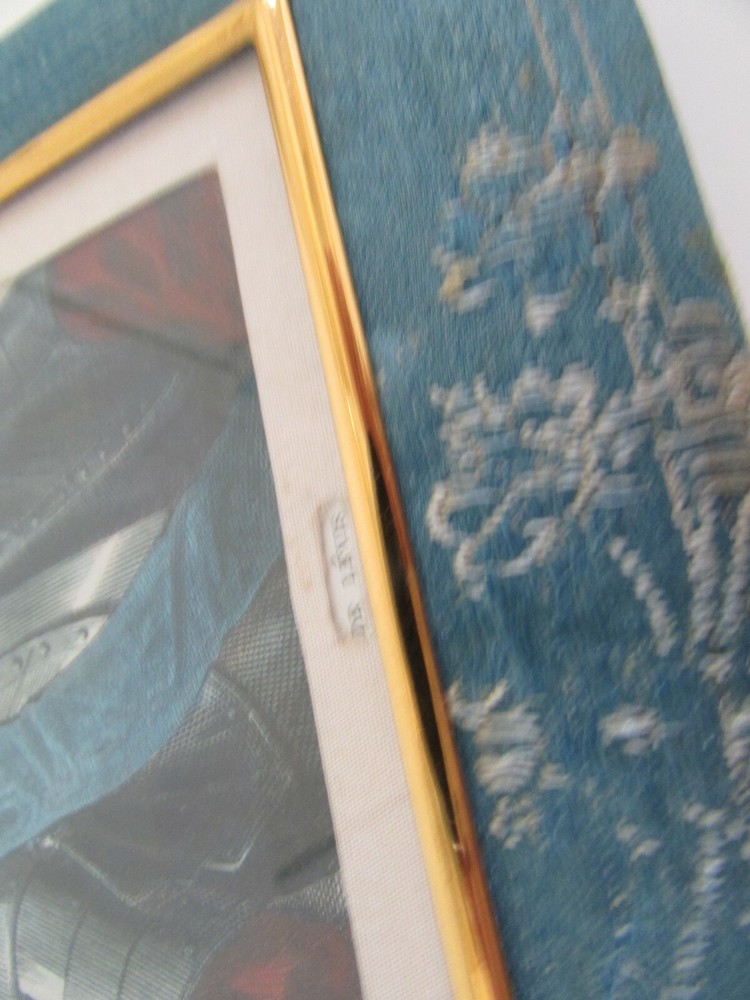 Antique Old Arts New York Blue Silk Frame 6"