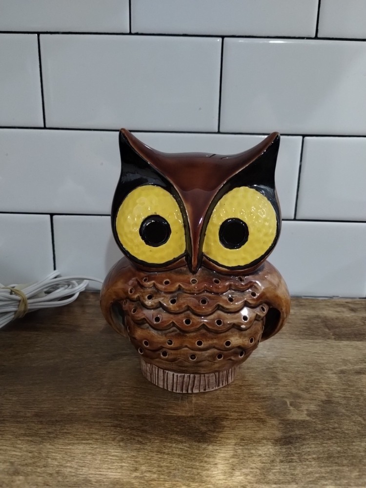 Vintage Ceramic Owl Night Light Table Lamp