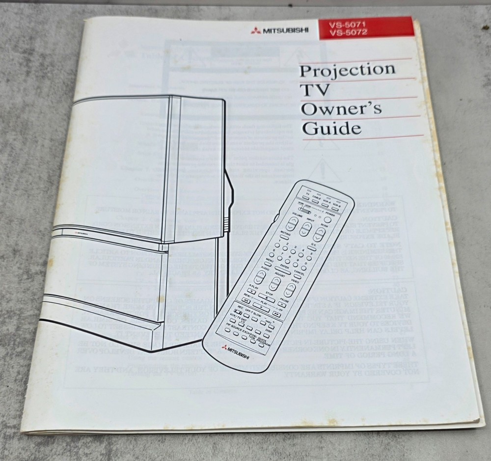 Mitsubishi Projection Television TV Owner's Guide VS-5071 VS-5072