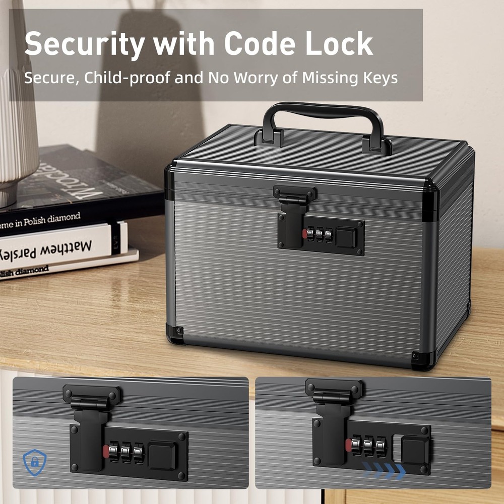 Medicine Lock Box with Code, Lock Box with Removable Tray, Portable First Aid...