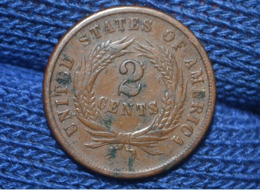 1864 TWO CENT PIECE * RPD * Repunched Date * VF+ * FULL WE