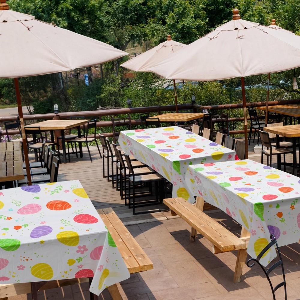 100 ft Easter Tablecloth Roll Disposable Plastic Easter Egg Table Clothes Tab...