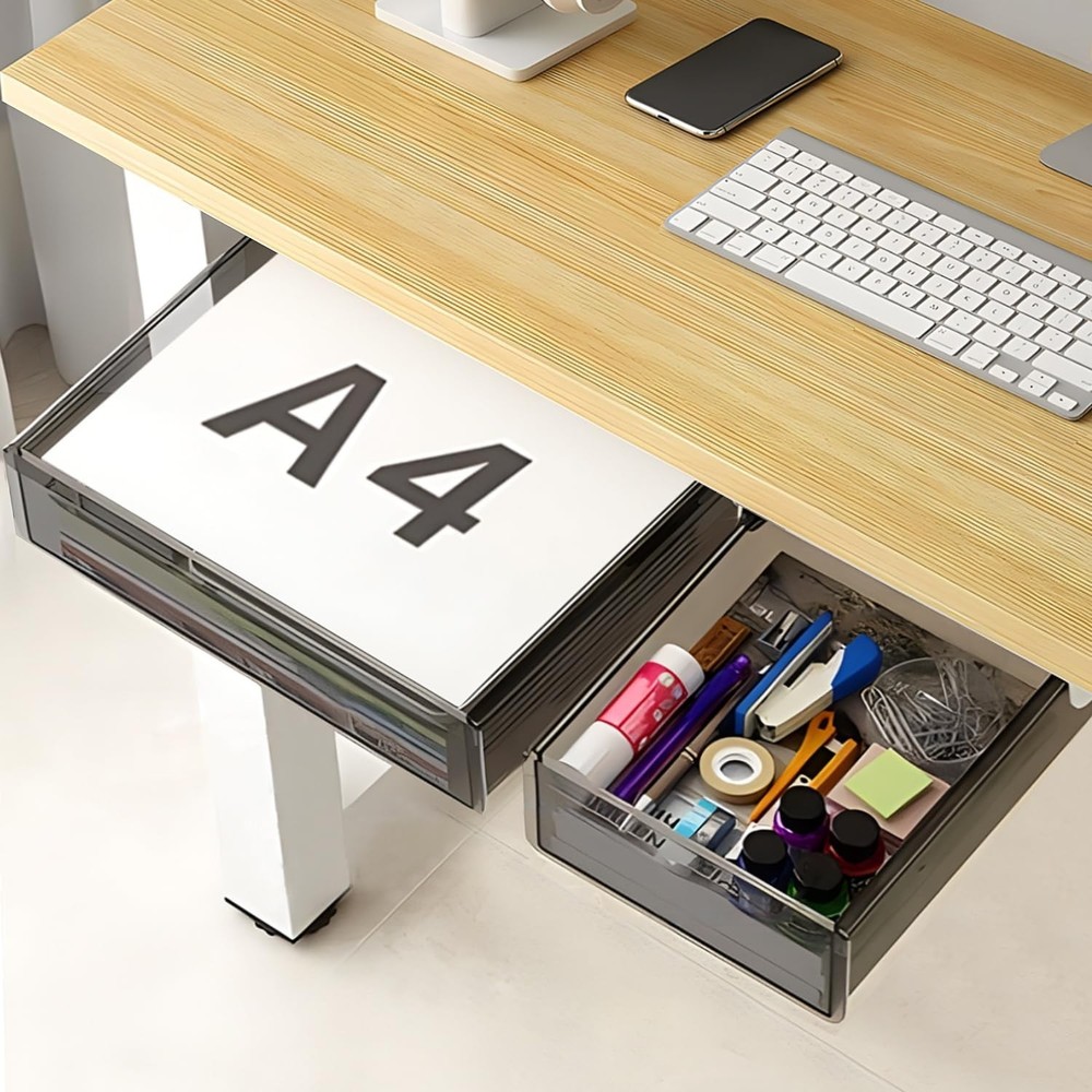 Under Desk Table Drawer Storage Organizer,2 Pack Large & Small Attachment Des...