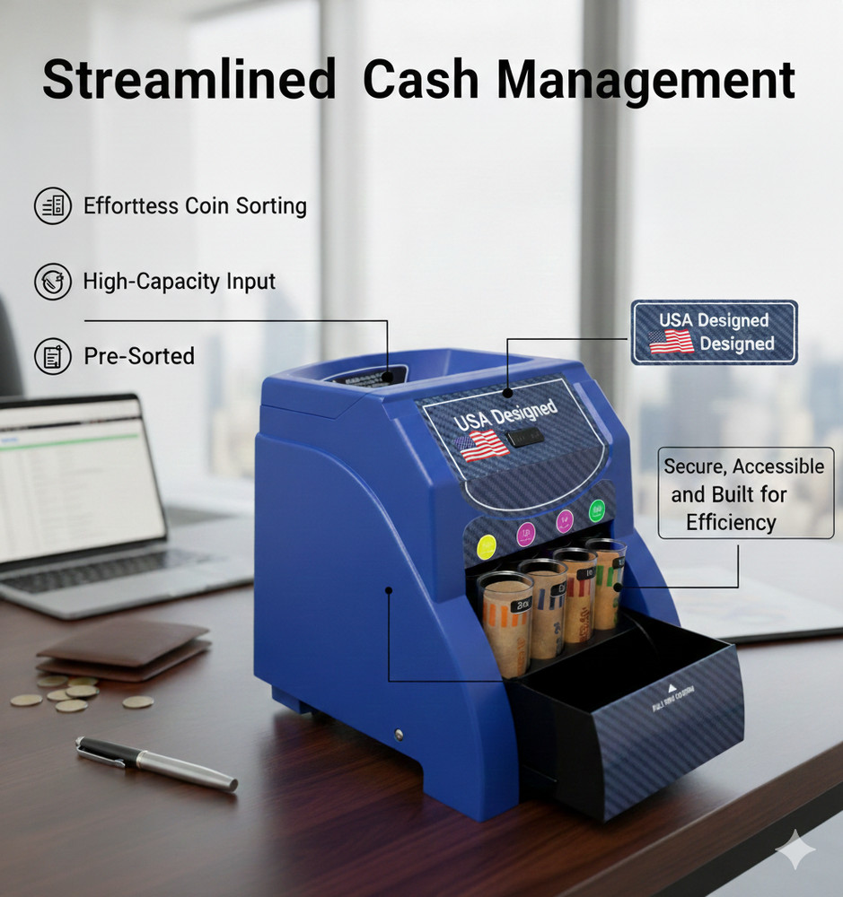 Precision Digital Automatic Coin Sorter and Counter with Batching and Wrapping