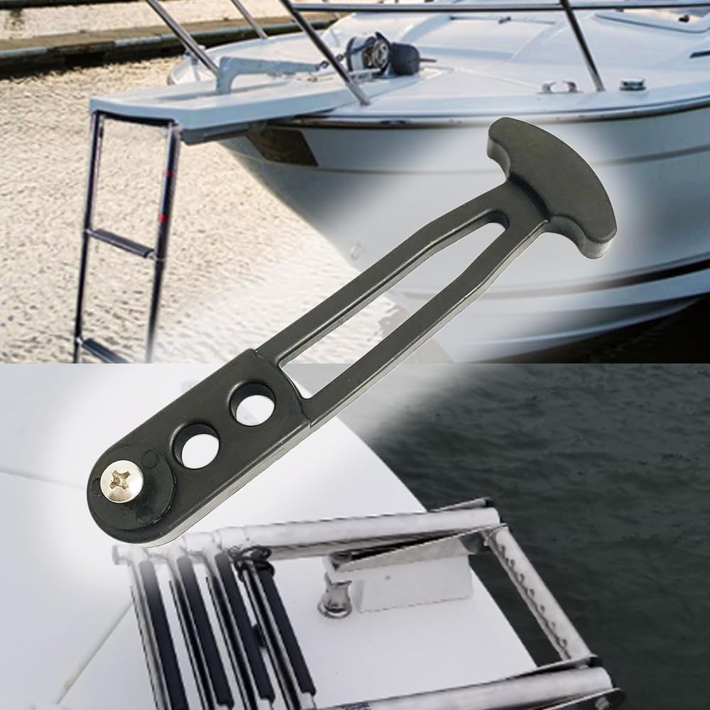 Telescoping Ladder Strap for Boat Yacht, Rubber Secure Medium, Black
