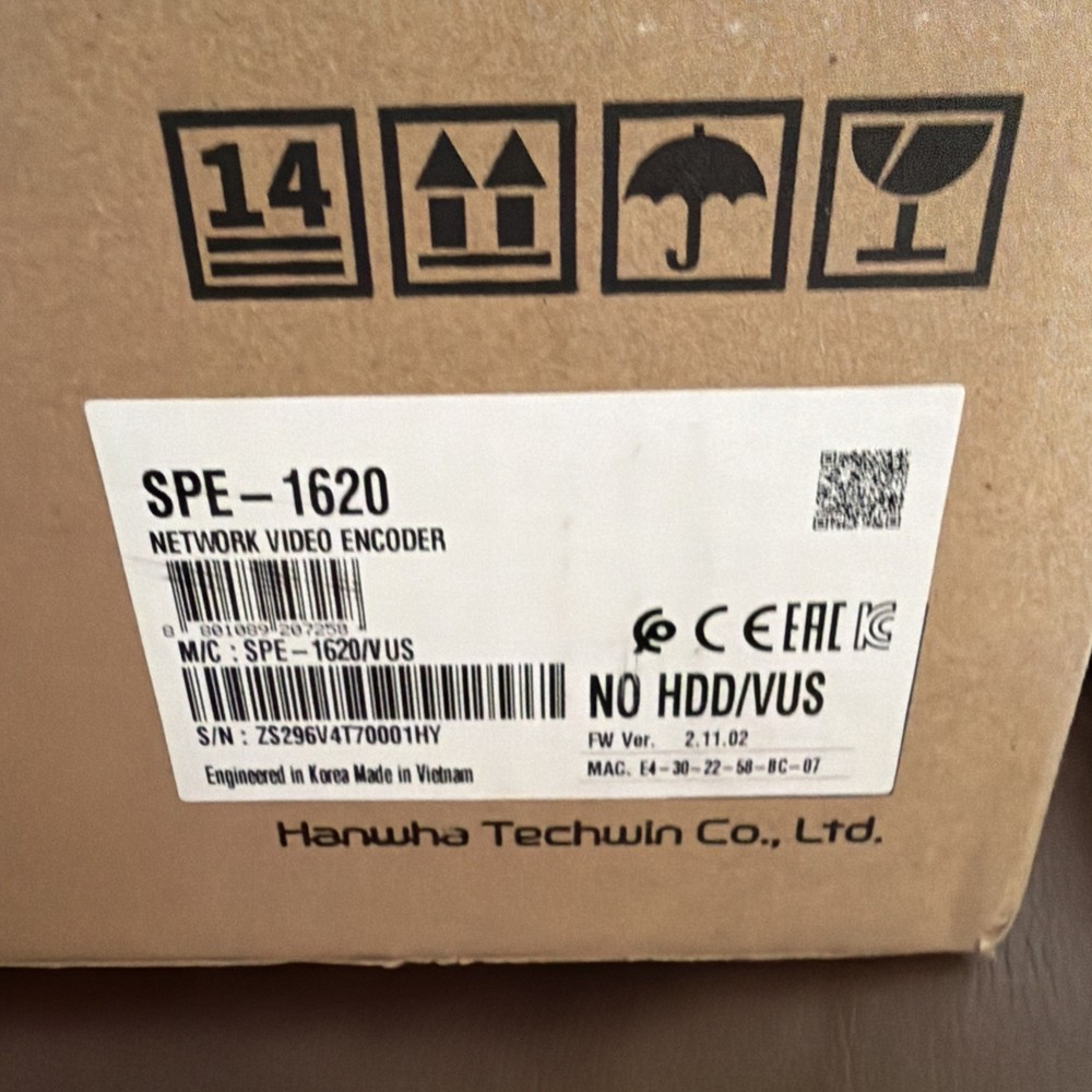 WISENET SPE-1620 16CH Video Encoder Hanwha Techwin New Opened Box