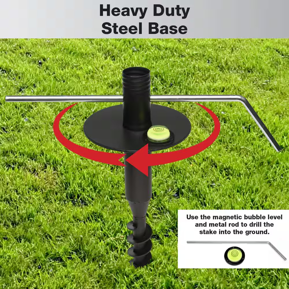 Two 10 Ft. Premium String Light Poles for Grass/Dirt, Black