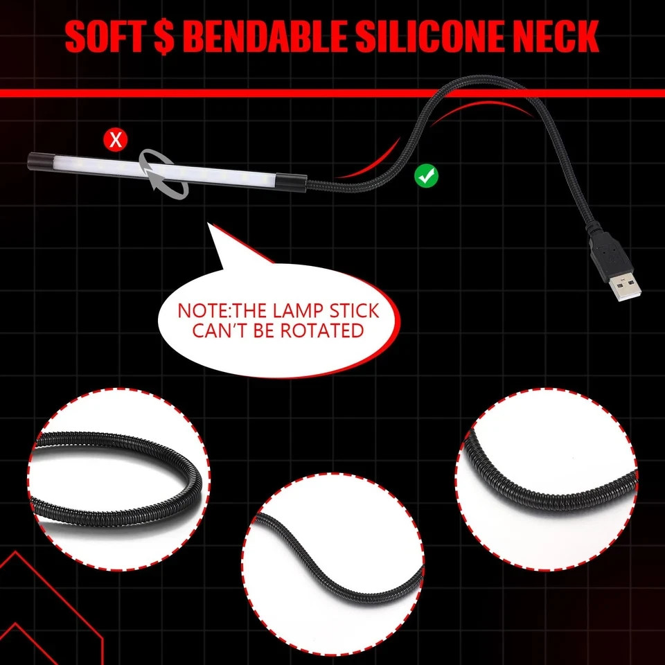 Mudder Portable USB Flexible Stick Dimmable Touch Switch LED White Light Lamp