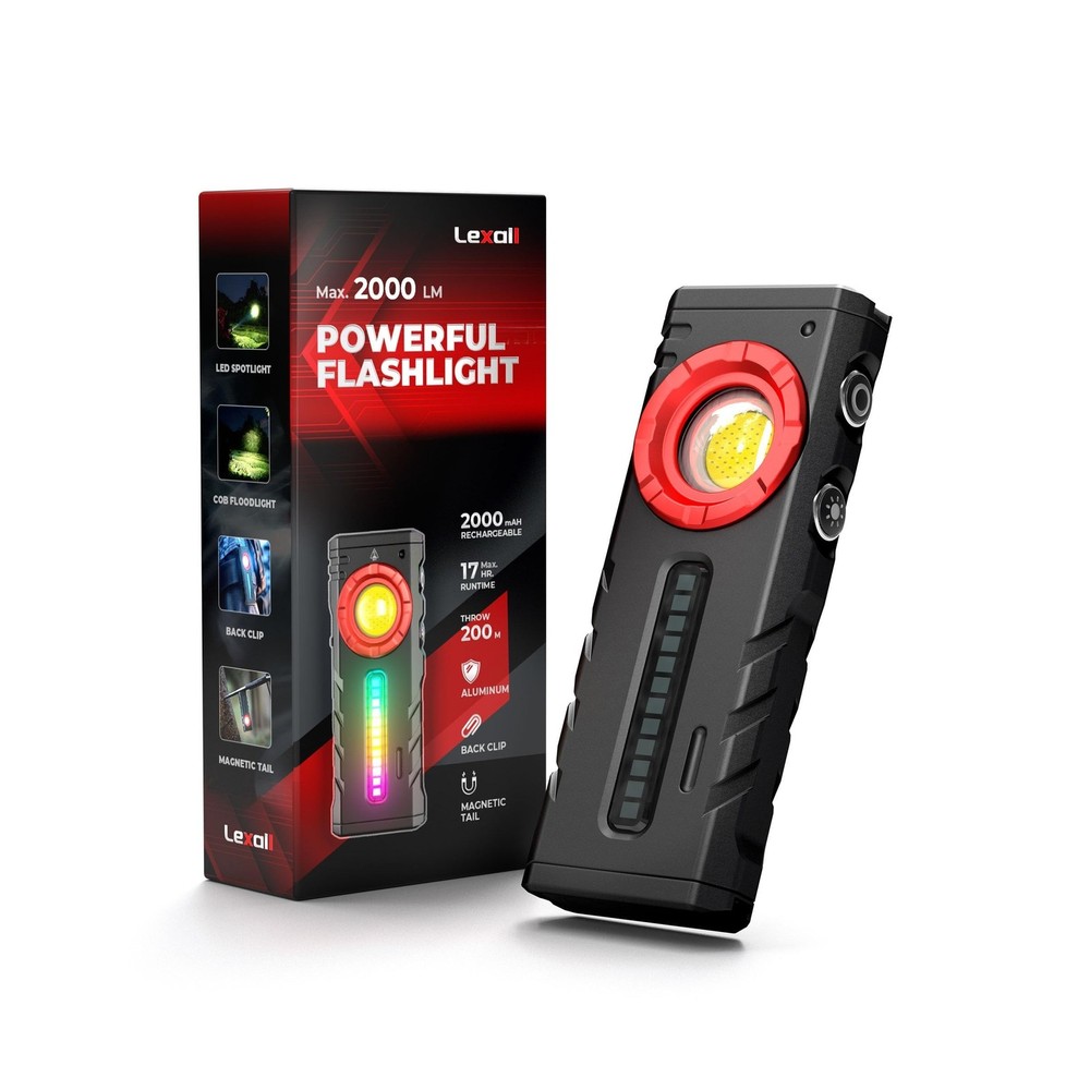 lexall EDC Flashlight, Bright 2000 Lumens Flashlight Rechargeable, ... Fast Ship