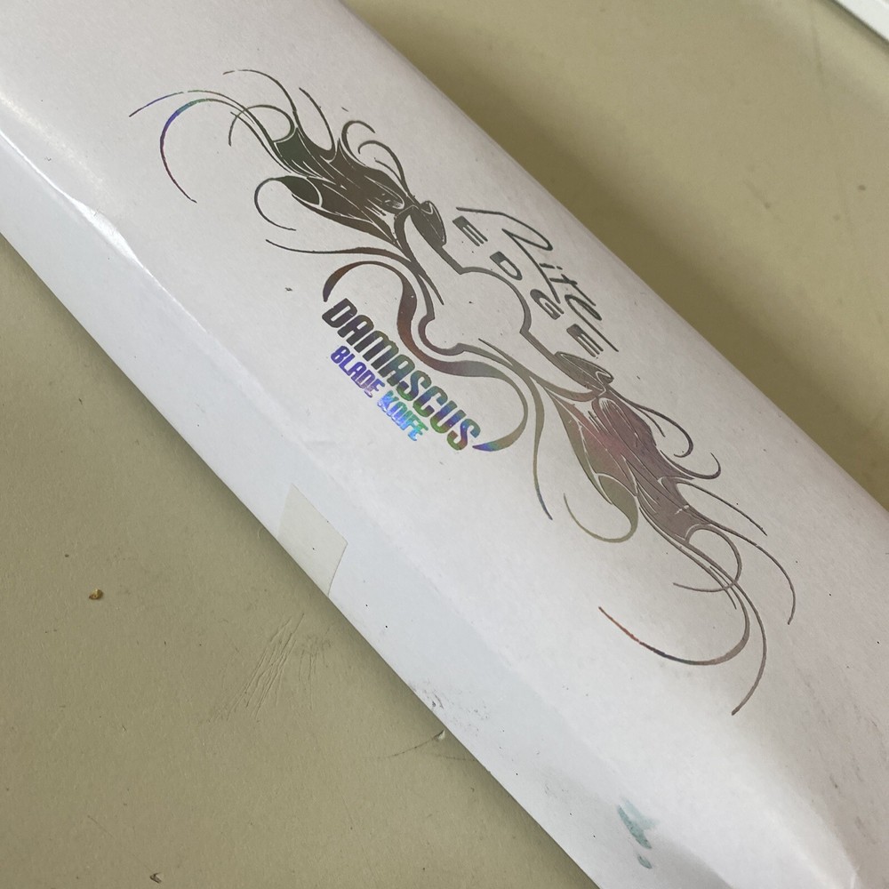 Rite Edge Stag Spike Tan Fixed Blade Knife - Damascus Plain