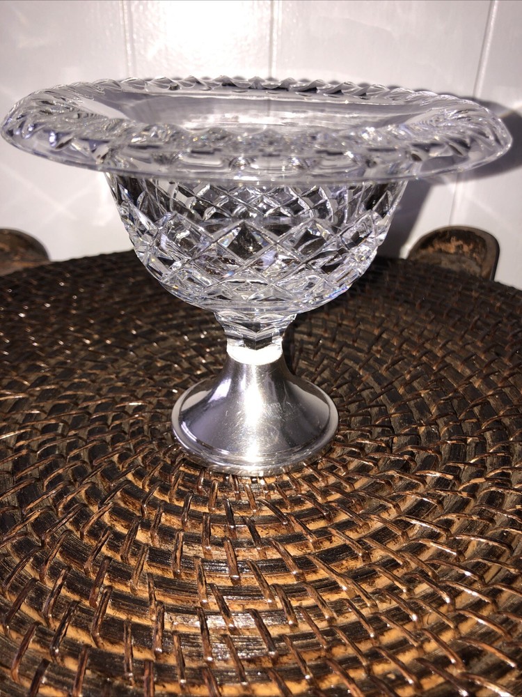 Antique Diamond Cut Crystal Silver Compote Dutch 833 Silver