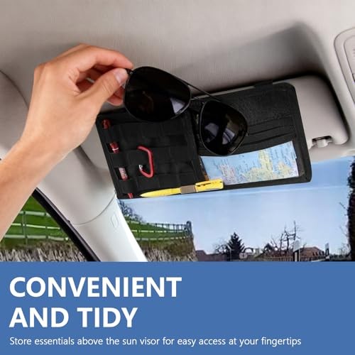 Car Sun Visor Organizer with Molle Panel, Tactical Visor Organizer Black