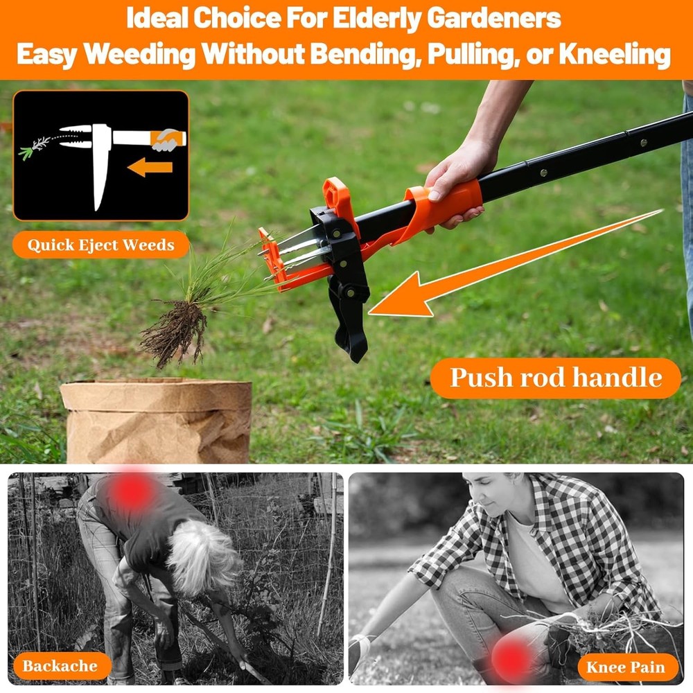 Weed Puller Tool, Stand up Weed Puller Heavy Duty, Weeding Tool with 39" Ergonom
