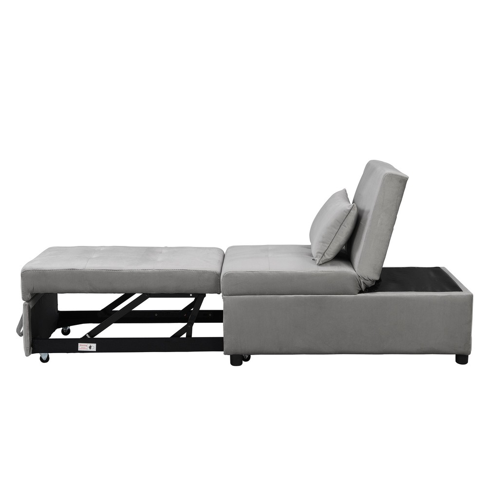 Folding Ottoman Sofa Bed Gray|Grey