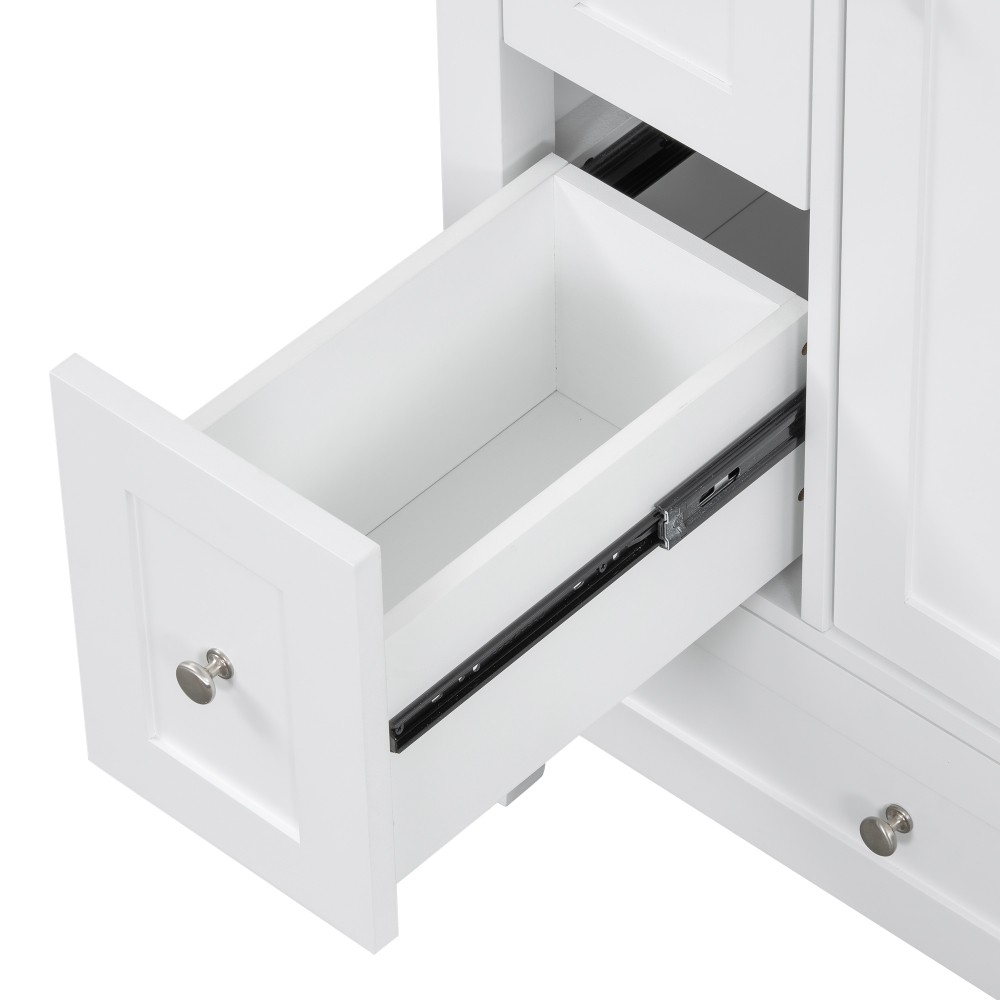 24 Inch Glossy Bathroom Vanity Solid Wood MDF Cabinet with Adjustable Shelf