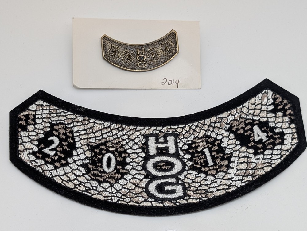 2014 Harley Owners Group HOG Eagle Rocker Patch & Membership Pin Set Vintage