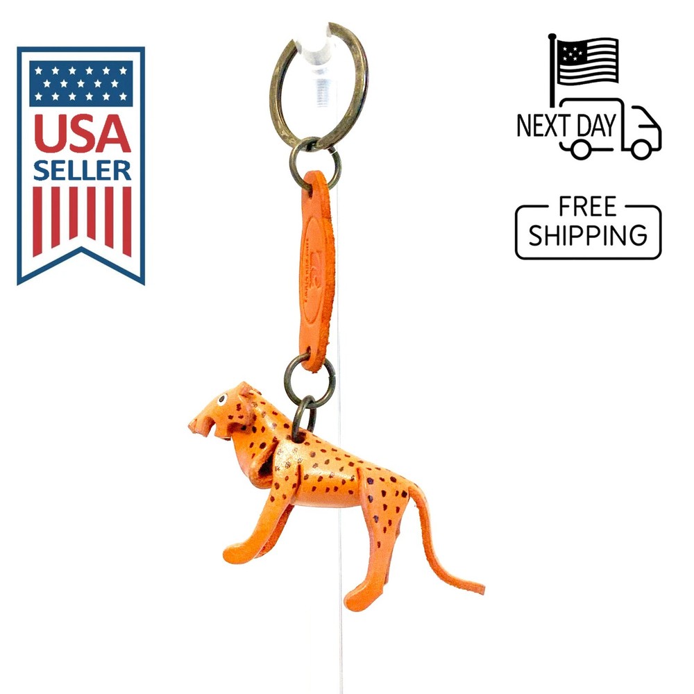 Cheetah Handmade Leather Keyring