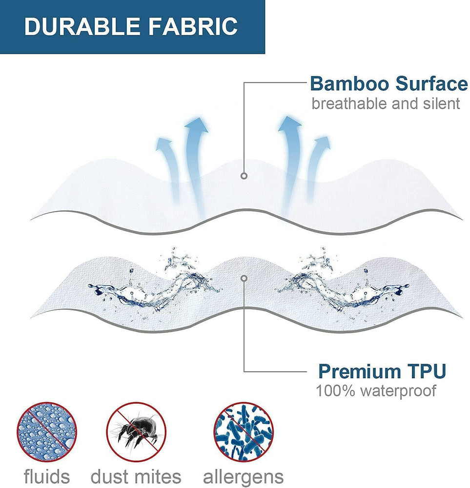 Protector de colchón de bambú con cremallera - 100 % impermeable