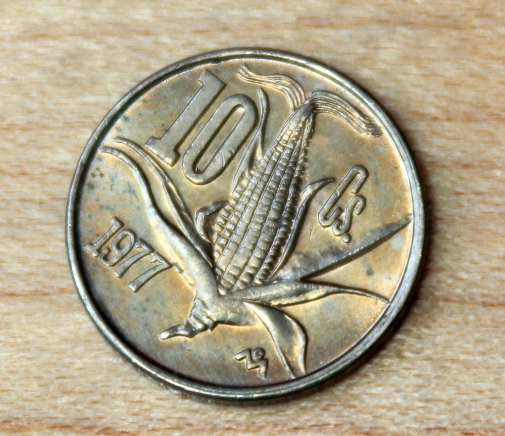 1977 Mexico 10 Centavos Corn