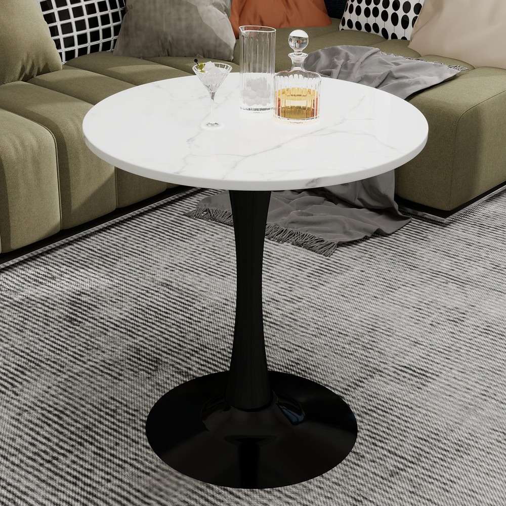 27.6-inch black coffee table, mid-century modern style dining table, accommoda