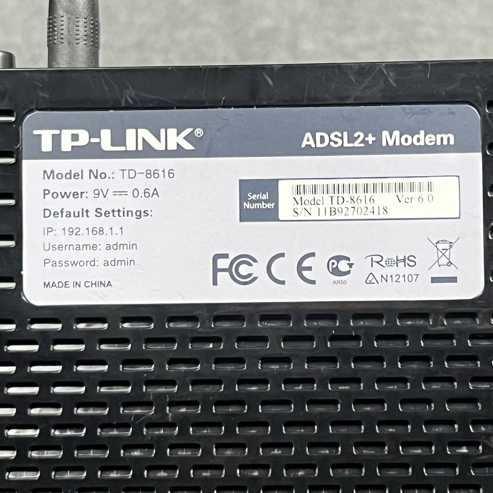 TP-Link TD-8616 ADSL2+ Version 6.0 Modem Router