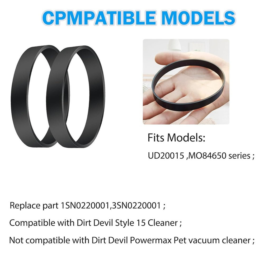 Replacement Belts for Dirt Devil Style 15 Vacuum Belts 3SN0220001 2Pack