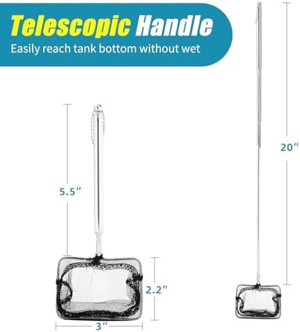Aquarium net extendable handle cleaning