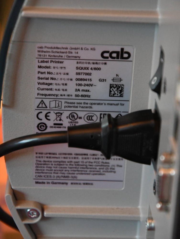 Squix 4/600 Thermal Barcode Label Printer 5977002 Cab