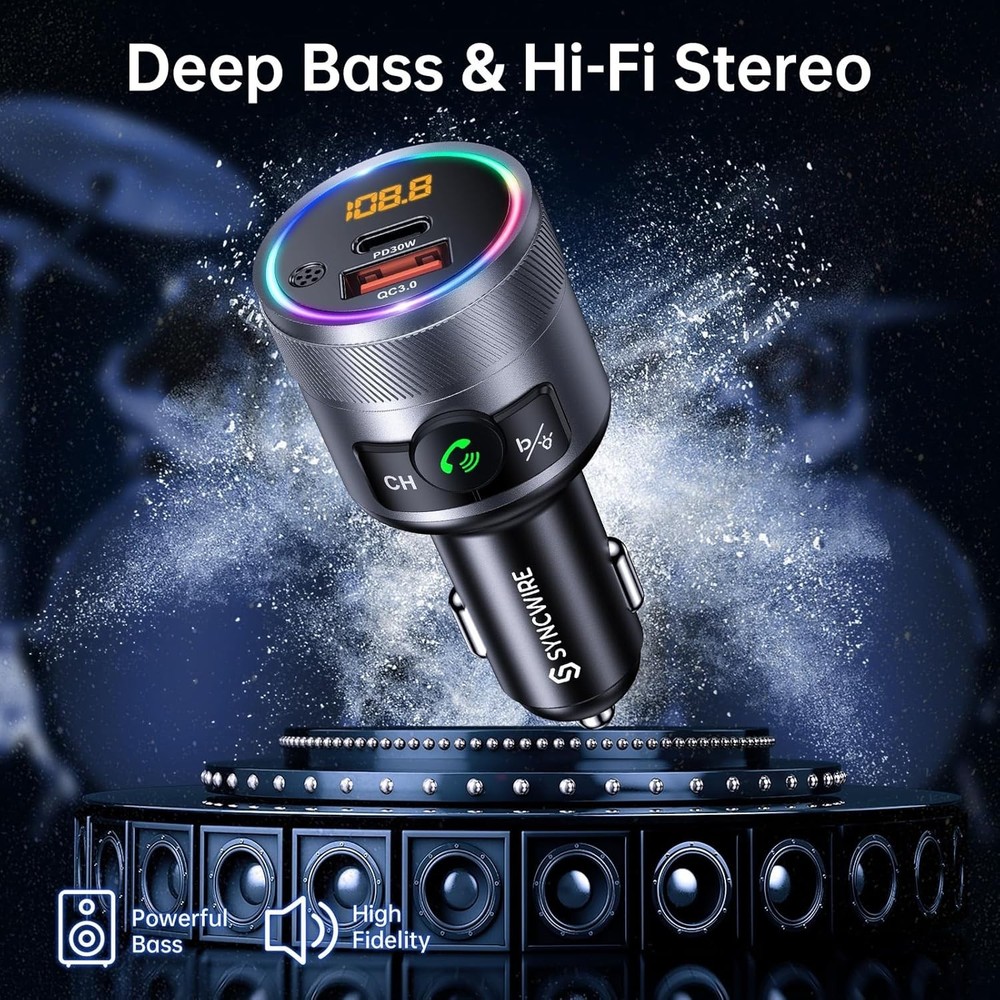 Colorful Backlit Bluetooth Car Transmitter