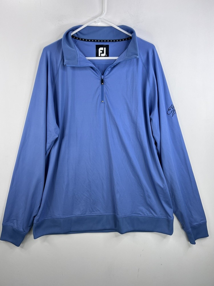 FootJoy 1/4 Zip Pullover Men XL Performance Blue Golf Rose Creek Embroidered