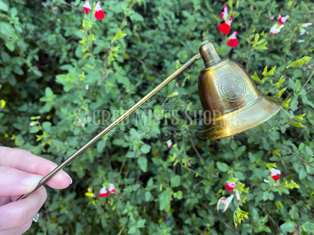 Pentacle Brass Candle Snuffer with Long Handle Magick Altar Tool Ritual