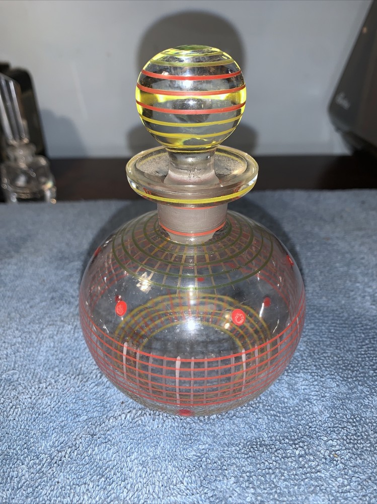 vintage perfume decanter colorful stiped