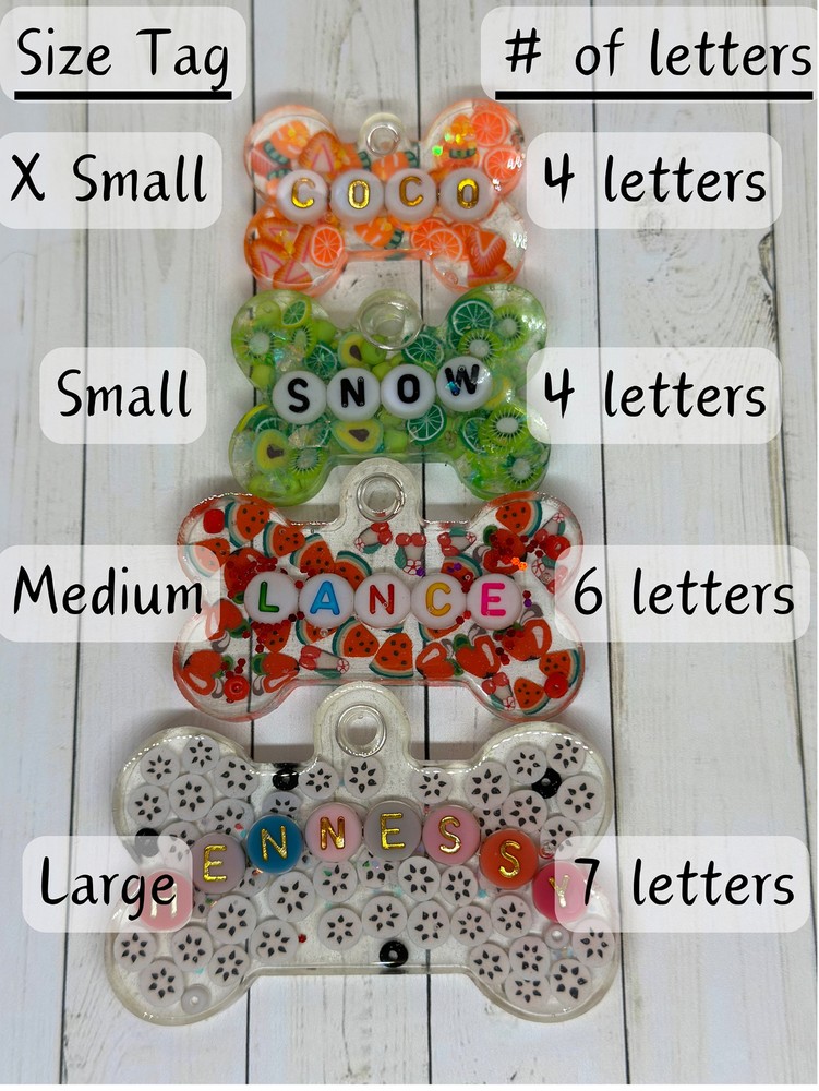 Custom Resin Dog ID Tags - Glitter Pet Tags | Personalized Bone Shape | Handmade