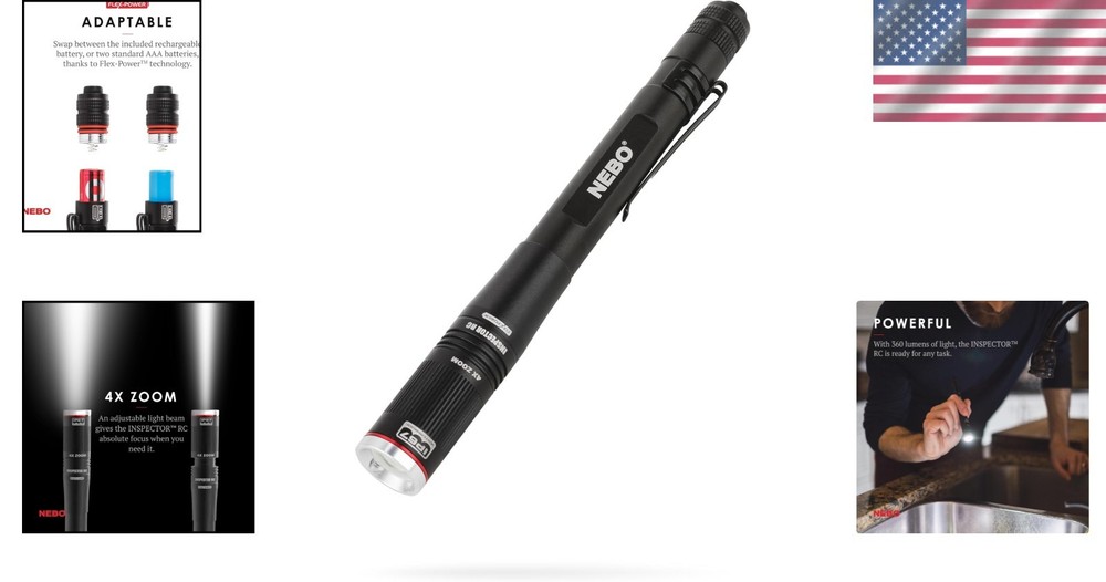 Versatile Pen Light | 360 Lumens, Rechargeable & AAA Battery